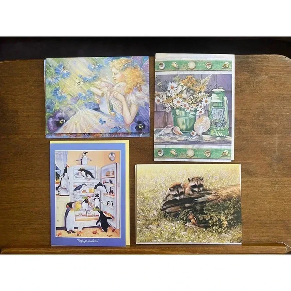 VTG Unused Retired Leanin' Tree Friendship Various Artists 4/Pack Greeting Cards - Picture 1 of 10